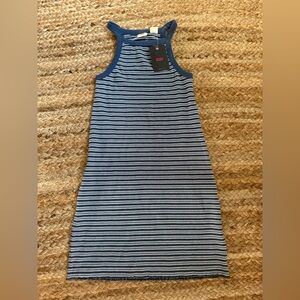 NEW Levi’s XS Blue & White Striped Sleeveless Racerback Dress 90s